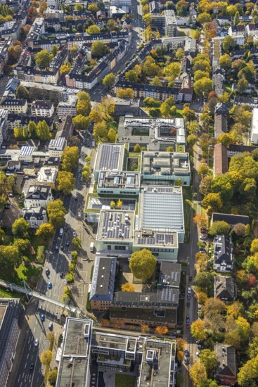 Aerial view, Museum Folkwang, opened by Karl Ernst Osthaus, autumn trees, Südviertel, Essen, Ruhr