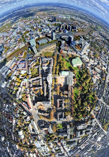 Aerial view, central station station, redesign of Essen campus construction site and planned new