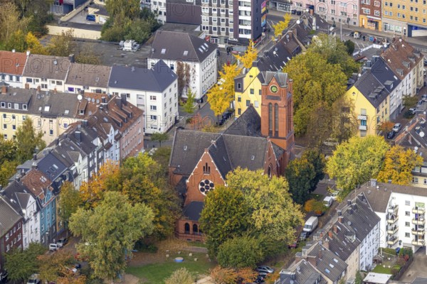 Aerial view, Christ church in the residential area of Altendorf district, Essen, Ruhr area, North