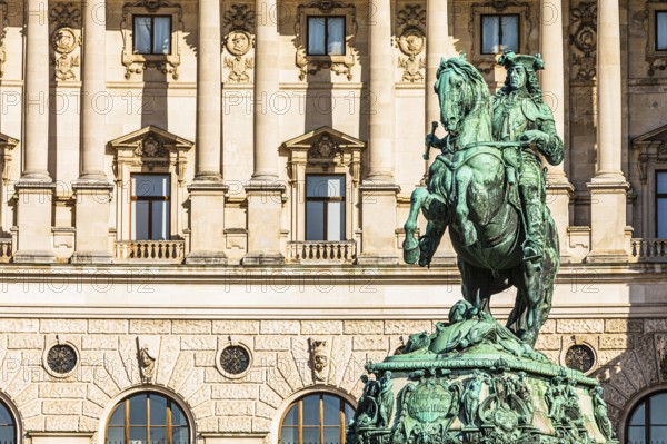 Monument to Prince Eugene, behind it the historic façade of the New Hofburg Imperial Palace,