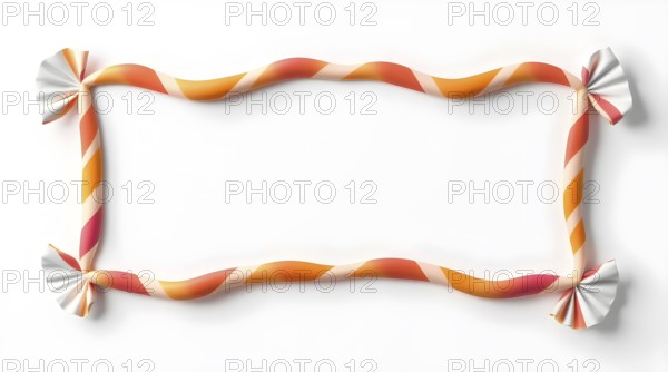 Decorative frame made of colorful candy twists for creative Halloween, Thanksgiving, Christmas, New