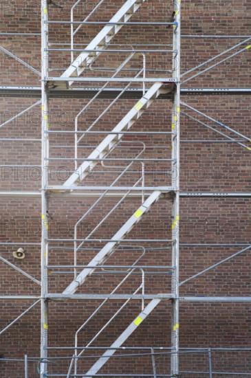 Borken, NRW, Germany, RScaffolding structure with multiple staircases providing access for