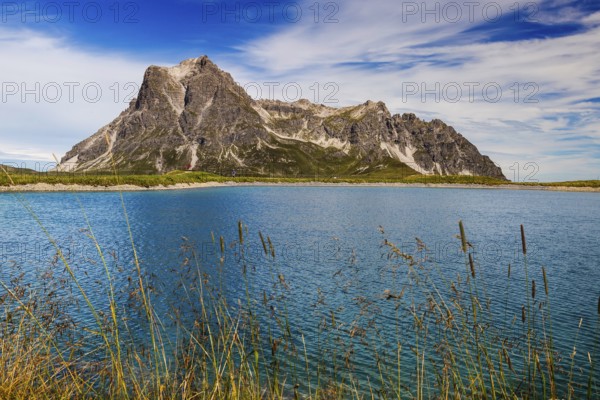 The panoramic lake on Saloberkopf with the Großer Widderstein mountain in the background and