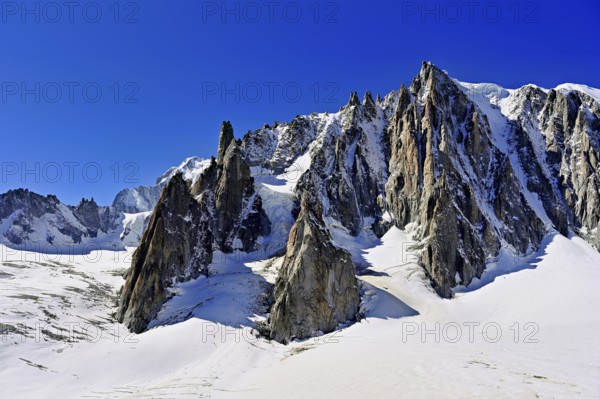 View of the mountain from the Télécabine Panorama Railway, Le Mont Blanc du Tacul, in the