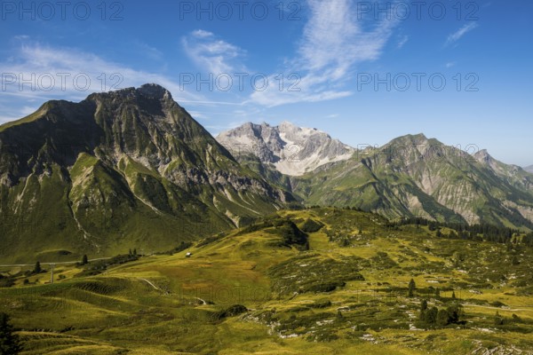 Mountain landscape, Körbersee, Warth, Bregenzerwald, Vorarlberg, Alps, Austria