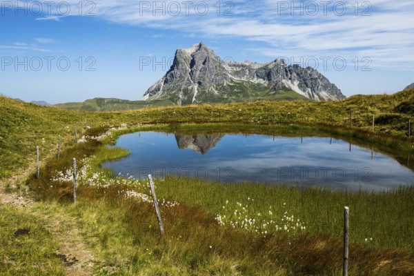 Mountain landscape and picturesque little lake, Saloberkopf, Widderstein, Warth, Bregenzerwald,
