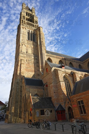 Historic St. Salvator Cathedral, Sint-Salvatorskathedraal, in the old town of Bruges, powerful