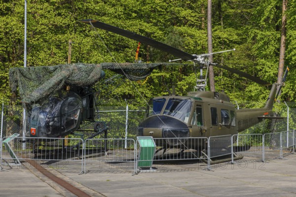 Left disused small light helicopter Alhouette II from the Federal Border Guard right next to the