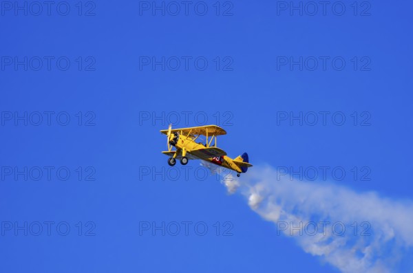 A Boeing PT-17 Stearman biplane, also Boeing Stearman Model 75, with the inscription 399 USNAVY