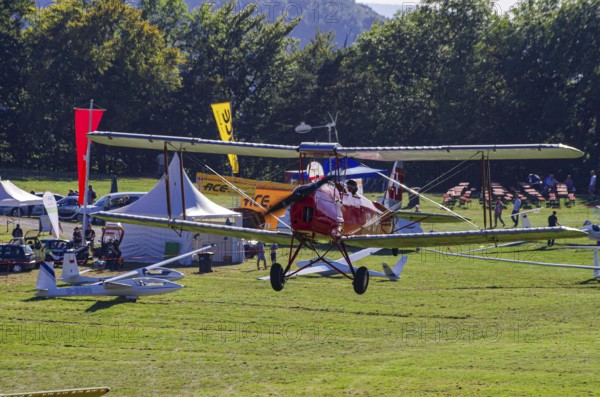 A De Havilland DH.82 Tiger Moth with the registration HB-UPM during a flight demonstration as part