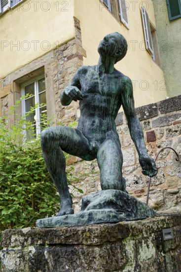 Statue at the Hölderlin Tower, the poet Johann Christian Friedrich Hölderlin lived in the tower