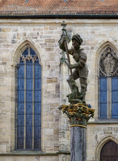 Georgsbrunnen, St. George Kills the Dragon, Collegiate Church of St. George, Holzmarkt, Tübingen,