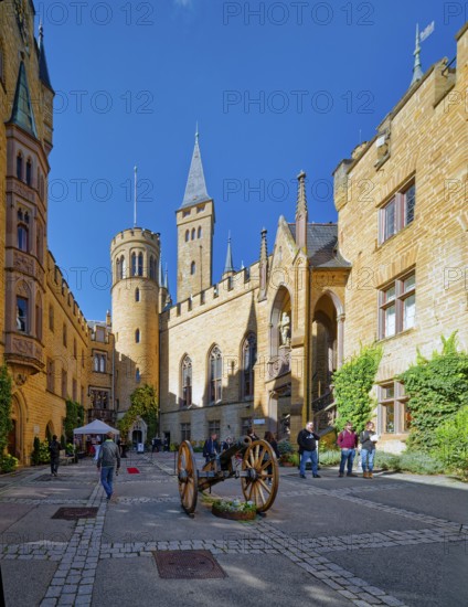 Courtyard, Hohenzollern Castle, ancestral home of the House of Hohenzollern, noble family, German