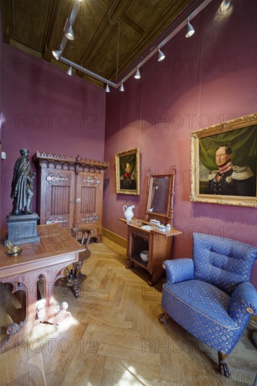 Chamber of the valet, Hohenzollern Castle, ancestral home of the House of Hohenzollern, interior,