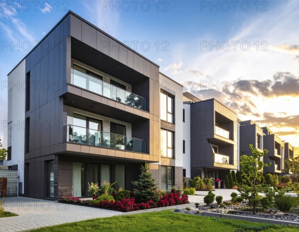 New modern block of flat, condo architecture, Residential apartment as a flat, luxury house