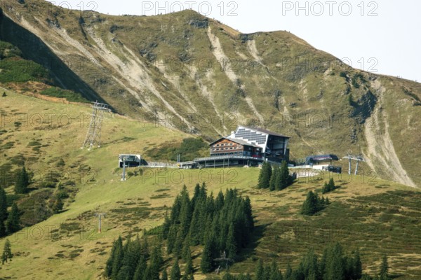 Fellhornbahn, Schlappoldsee station, behind Schlappoldkopf and Söllerkopf, Oberstdorf, Oberallgäu,