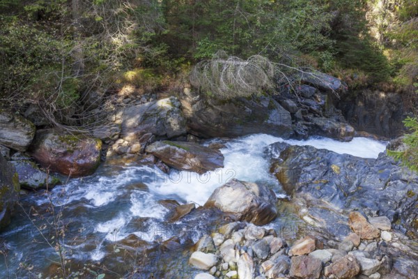 Gorge or Schlucht Ruetz Cataract on the Ruetz River with rapids on the Wilde Wasser Weg,