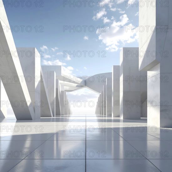 3d illustration of abstract modern architecture background, Minimal geometry architectural design,