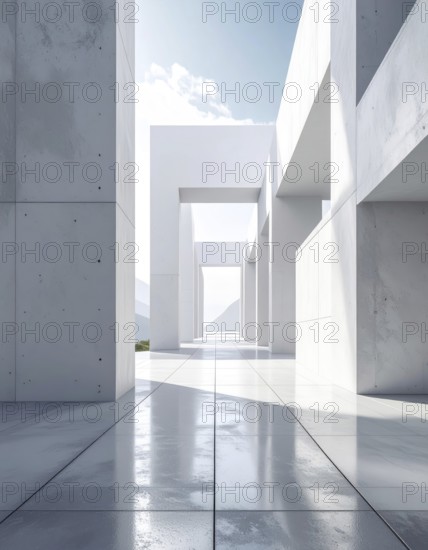 3d illustration of abstract modern architecture background, Minimal geometry architectural design,