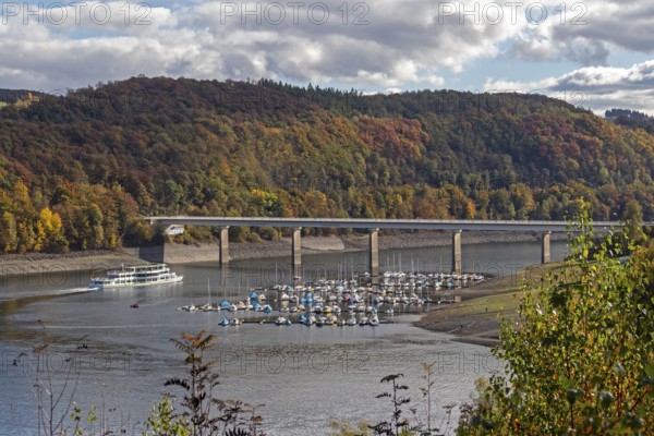 Marina, excursion ship, Talbrücke, Sondern, Olpe, Biggesee, Sauerland, North Rhine-Westphalia,