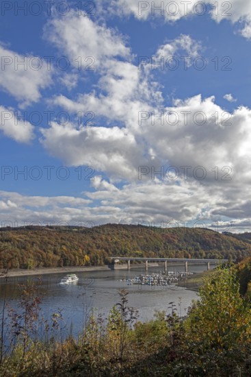 Marina, excursion ship, Talbrücke, Sondern, Olpe, Biggesee, Sauerland, North Rhine-Westphalia,