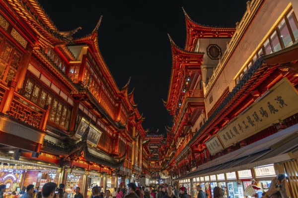 Yuyuan Tourist Mart, formerly Yuyuan Shopping Mall in the Old Street illuminated at night in the