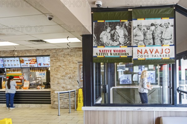 Kayenta, Arizona - Part of a Navajo Code Talker display inside a Burger King restaurant on the