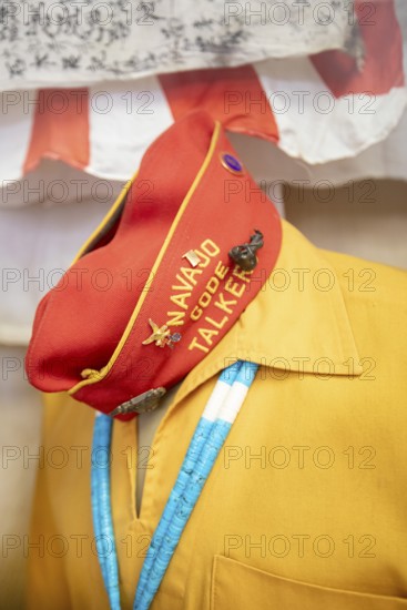 Kayenta, Arizona - A Navajo Code Talker's cap, part of a Code Talkers display inside a Burger King