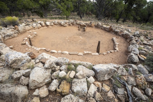Grand Canyon National Park, Arizona - The large kiva at the Tusayan Ruin on the Grand Canyon's