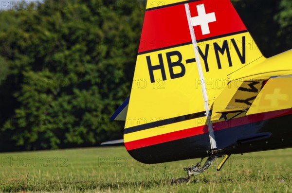 A Votec 351 sport aircraft from Swiss MSW Aviation AG with registration HB-YMV during a flight