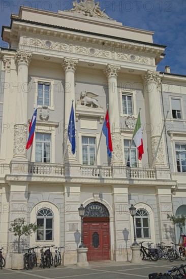 Town Hall on Tartini Square in the old town of Piran, Adriatic, Mediterranean, Piran, Istria,