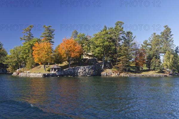 Small island in the Saint Lawrence River, Thousand Islands, Province of Ontario Canada, New York