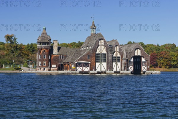Boldt Castle Yacht House on a small island in the Saint Lawrence River, Thousand Islands, Province