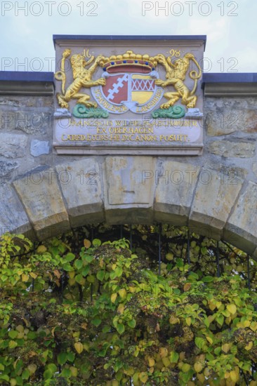 Coat of arms over the gate to Domhof 22, former cathedral manor house Schorlemer, Hildesheim, Lower