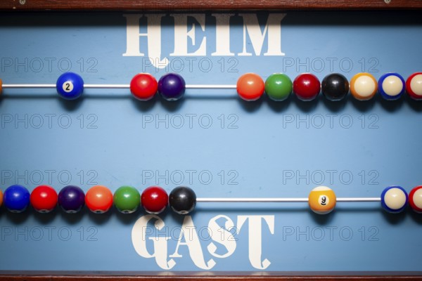 Scoreboard or counting frame in a pool hall to record the game score