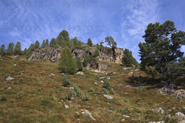 Rocky landscape in the mountains of Langtaufers in Vinschgau, Italy