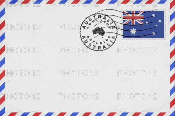 Australia Adelaide Vintage Air Mail Envelope with Flag and Postmark