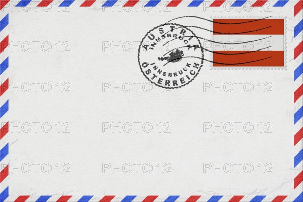 Austria Innsbruck Vintage Air Mail Envelope with Flag and Postmark