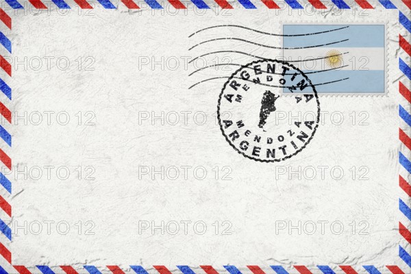 Argentina Mendoza Vintage Air Mail Envelope with Flag and Postmark