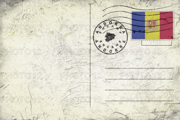 Andorra Encamp Old Style Mail Envelope with Flag and Postmark