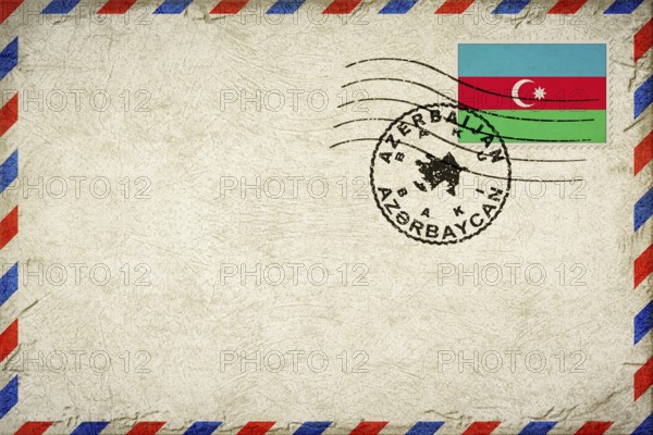 Azerbaijan Baku Vintage Air Mail Envelope with Flag and Postmark
