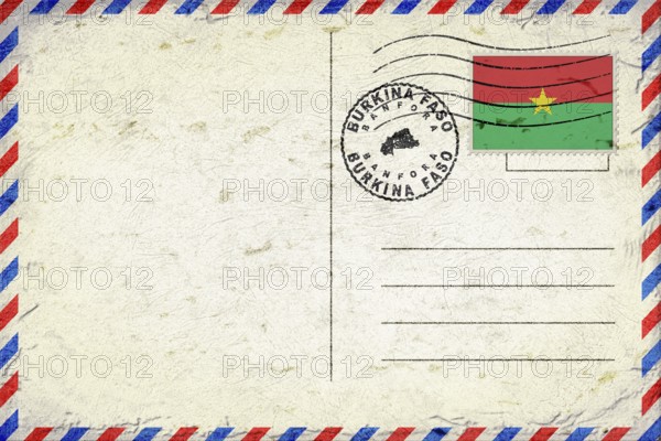 Burkina Faso Banfora Vintage Air Mail Envelope with Flag and Postmark