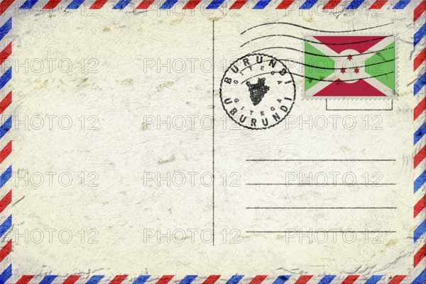Burundi Gitega Vintage Air Mail Envelope with Flag and Postmark