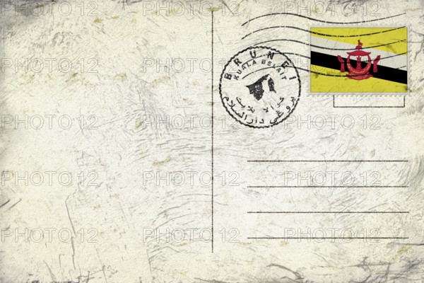 Brunei Kuala Belait Old Style Mail Envelope with Flag and Postmark
