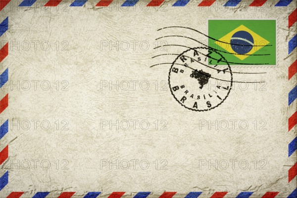Brazil Brasilia Vintage Air Mail Envelope with Flag and Postmark