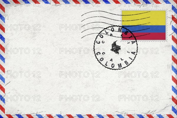 Colombia Cali Vintage Air Mail Envelope with Flag and Postmark