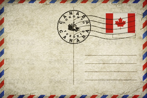 Canada Toronto Vintage Air Mail Envelope with Flag and Postmark