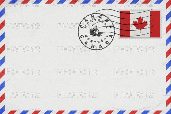 Canada Montreal Vintage Air Mail Envelope with Flag and Postmark