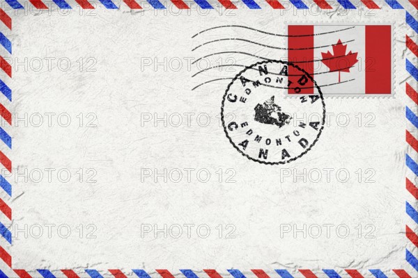Canada Edmonton Vintage Air Mail Envelope with Flag and Postmark