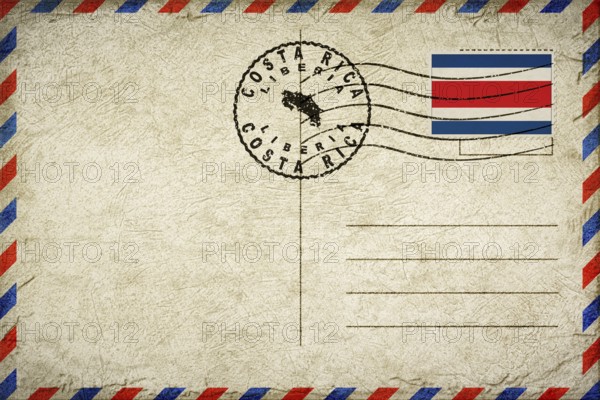 Costa Rica Liberia Vintage Air Mail Envelope with Flag and Postmark